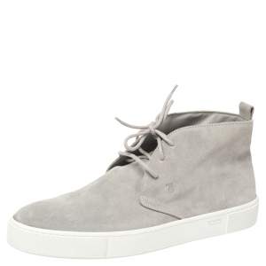 Pre Owned Tods Grey Suede High Top Sneaker Size 44.5