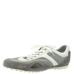 Pre Owned Tod's Grey/White Fabric, Leather and Suede Lace Low Top Sneakers Size 44
