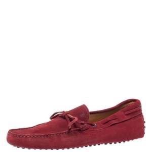 Tod's Red Suede Bow Loafers Size 44.5