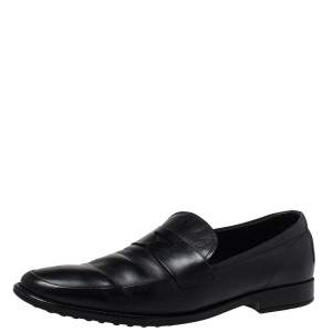 Tod's Black Leather Penny Slip On Loafers Size 45