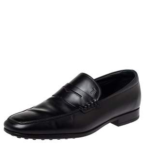 Tod's Black Leather Penny Loafers Size 39.5
