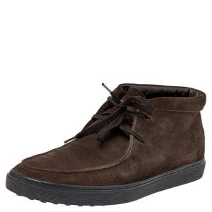 Tod's Brown Suede Lace Up Sneakers Size 41.5