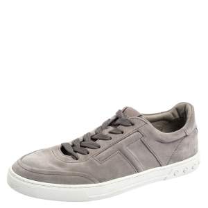 Pre Owned Tod's Grey Suede Low Top Sneakers Size 44.5
