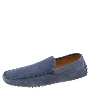 Tod's Blue Suede Slip On Loafers Size 44.5