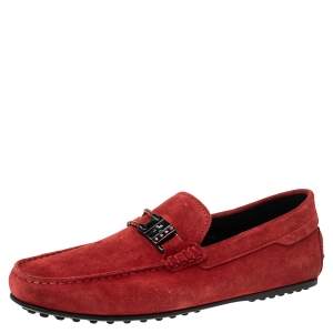 Tod's Red Suede Slip On Loafers Size 41.5