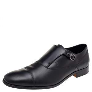Tod's Black Leather Monk Strap Shoes Size 42.5 