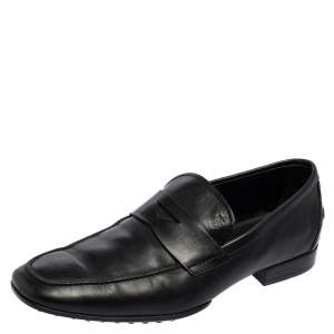 Pre Owned Tod's Black Leather Penny Loafers Size 41.5