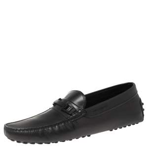 Tod's Black Leather Driving Slip On Loafers Size 40