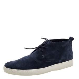 Tod's Navy Blue Suede Lace Up Desert Boots Size 43