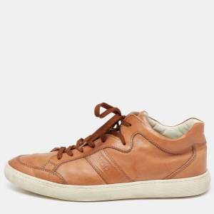 Pre Owned حذاء رياضي تودز جلد بني بعنق منخفض مقاس 42