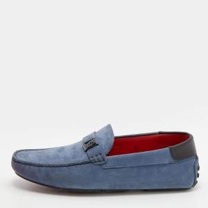 Pre Owned Tod's for Ferrari Blue Suede Slip on Loafers Size 40