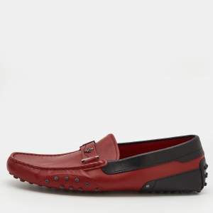 Pre Owned Tod's for Ferrari Red Leather Loafers Size 42.5