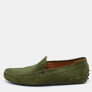 Pre Owned Tod's Green Suede Slip on Loafers Size 41