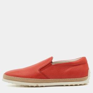 Tod's Orange Leather Classic Espadrille Slip On Sneakers Size 43