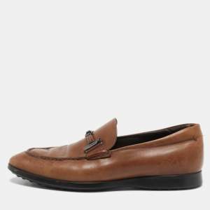 Tod's Brown Leather Slip On Loafers Size 40