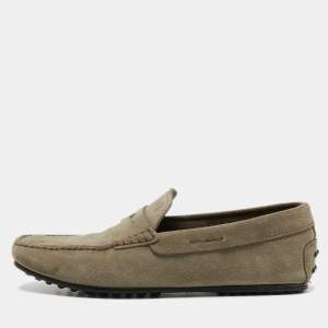 Tod's Grey Suede Gommini Loafers Size 42