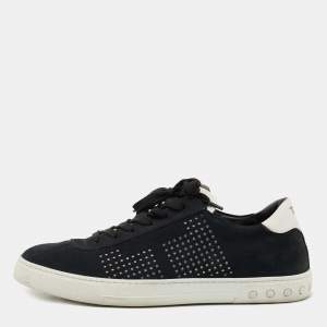 Tods Navy Blue/White Suede and Leather Low Top Sneakers Size 41.5