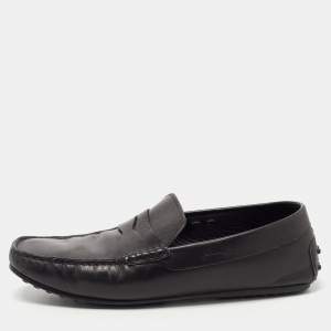 Tods Black Leather Gommino Driving Loafers Size 42