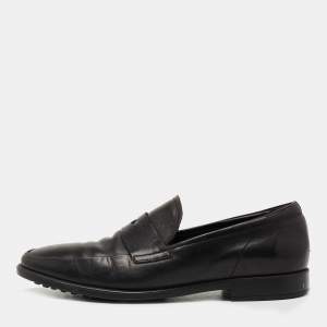 Tod's Black Leather Penny Slip On Loafers Size 39.5
