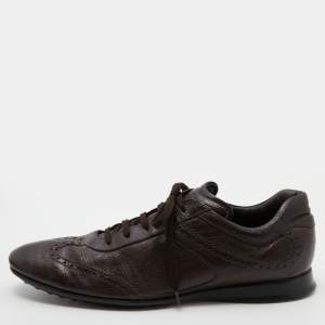 Tod's Dark Brown Brogue Leather Lace Up Derby Size 44.5