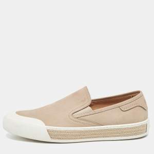 Tod's Brown Nubuck Leather Slip on Espadrille Loafers Size 43