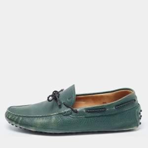 Tod's Green Leather Bow Loafers Size 42.5 