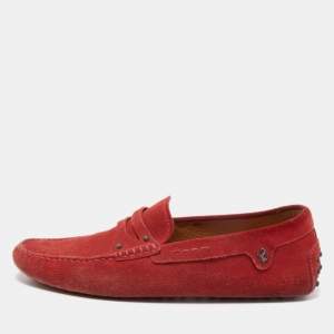 Tod's by Ferrari Red Suede Penny Loafers Size 42