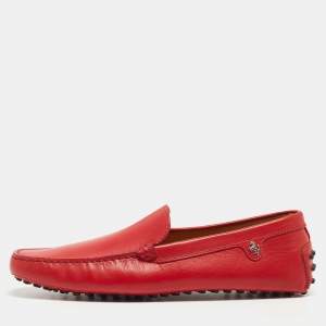 Tod's for Ferrari Red Leather Slip On Loafers Size 43