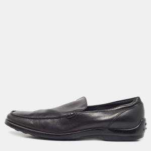 Tod's Black Leather Slip On Loafers Size 44