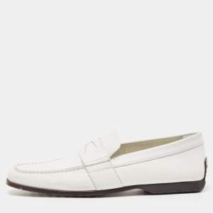 Tod's White Leather Slip On Loafers Size 42.5