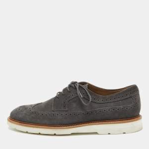 Tod's Grey Brogue Suede Lace Up Derby Size 41.5 