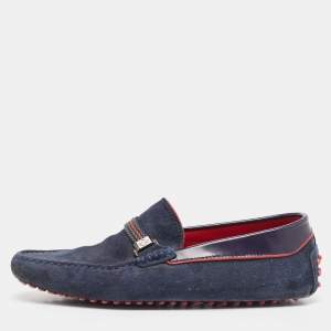 Tod's for Ferrari Navy Blue Suede Slip On Loafers Size 40.5