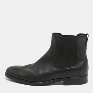 Tod's Black Leather Ankle Length Boots Size 45