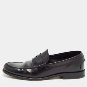 Tod's Black Leather Penny Slip On Loafers Size 45.5