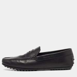 Tod's Black Leather Slip On Penny Loafers Size 41.5
