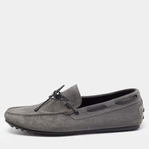 Pre Owned Tod's Grey Suede Slip On Loafers Size 42
