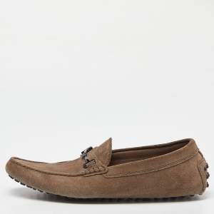 Tod's Brown Suede Buckle Detail Loafers Size 42.5