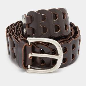 Tom Ford Dark Brown Leather Link Buckle Belt 105 CM