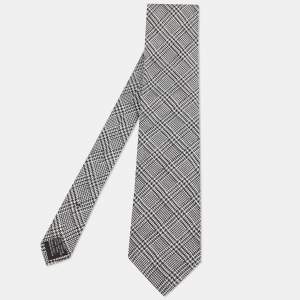 Tom Ford Balck & White Check Patterned Silk Blend Tie