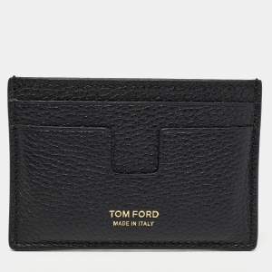 حافظة بطاقات توم فورد تي لاين جلد أسود