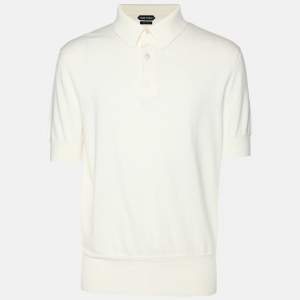 Tom Ford Cream Cotton Knit Polo T-Shirt XL