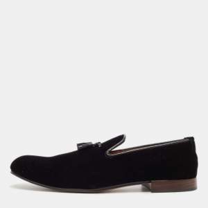 Tom Ford Black Leather Velvet Loafers Size 44