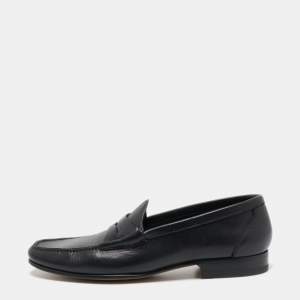 Tom Ford Black Leather Slip On Loafers Size 42