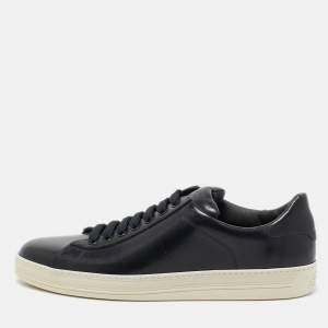 Tom Ford Navy Blue Leather Russell Low Top Sneakers Size 43.5 