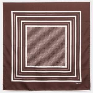 Tom Ford Brown Printed Silk Pocket Square 