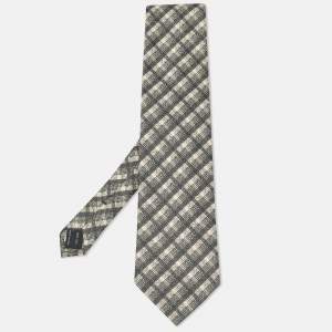 Tom Ford Black/White Checked Silk Traditional Tie