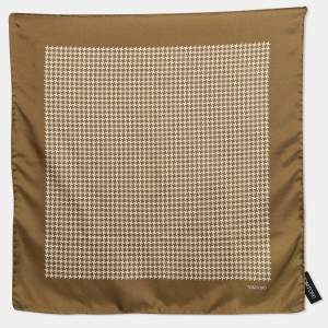 Tom Ford Green Check Pattern Silk Pocket Square 