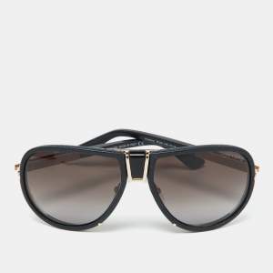 Tom Ford Black Leather/ Brown Gradient TF249 Humphrey Aviator Sunglasses