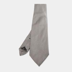 Tom Ford Grey Diagonal Striped Silk Tie 
