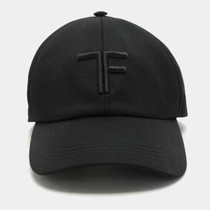 Tom Ford Black Fabric Logo Embroidered Cap 